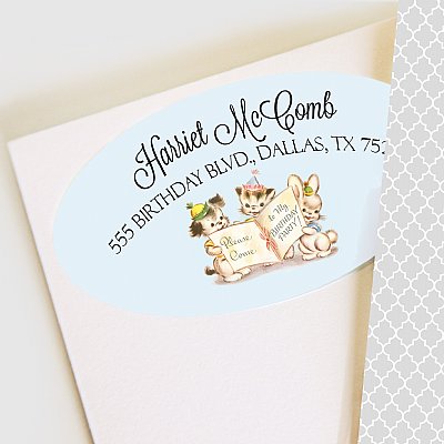 Tiny Trio Blue Address Labels