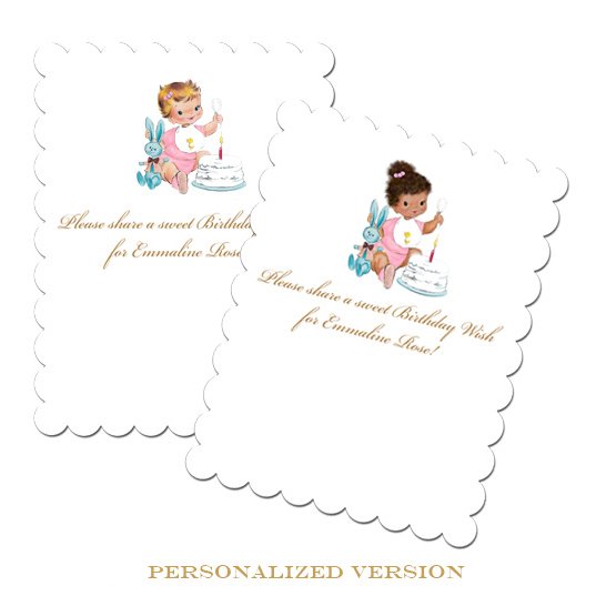 Vintage First Birthday Girl Wish Cards