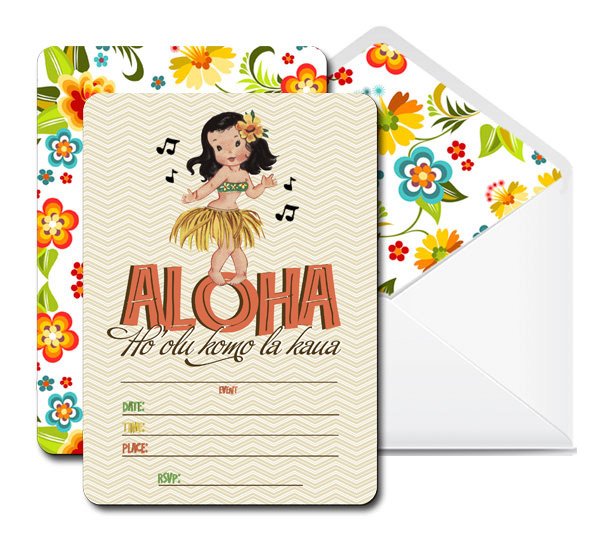 Aloha Girl Fill-in-the-Blank Invitation Set