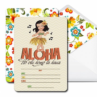 Aloha Girl Fill-in-the-Blank Invitation Set