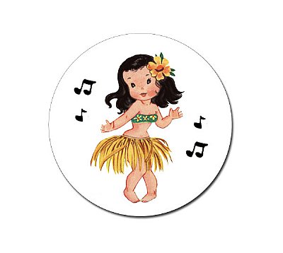 Aloha Girl Circle Stickers