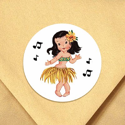 Aloha Girl Circle Stickers