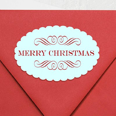  A Lot Like Christmas "Merry Christmas" Scallop Oval Stickers