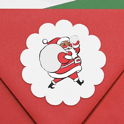 A Lot Like Christmas "Santa" (Brown Tone) Scallop Circle Stickers 