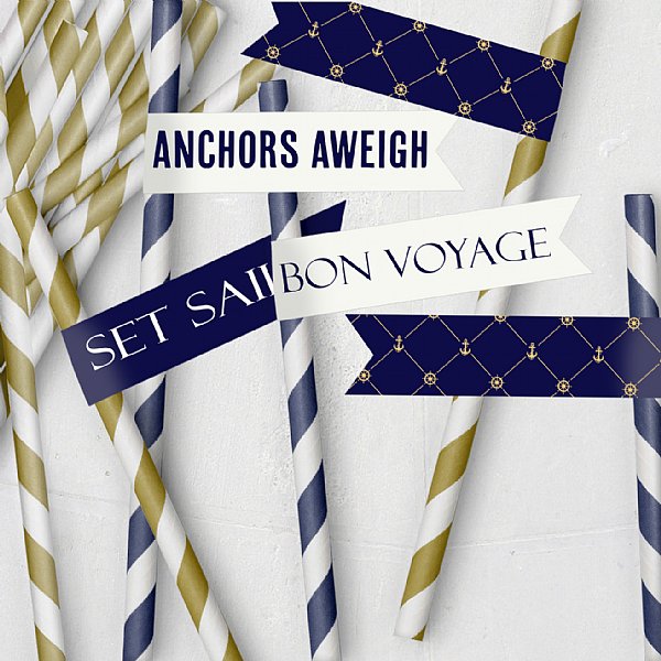 Anchors Aweigh Straw and Pennant Kit