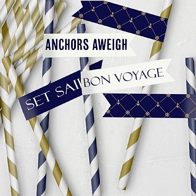 Anchors Aweigh Straw and Pennant Kit