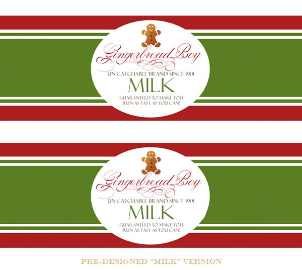 Gingerbread Milk or Juice Box Labels