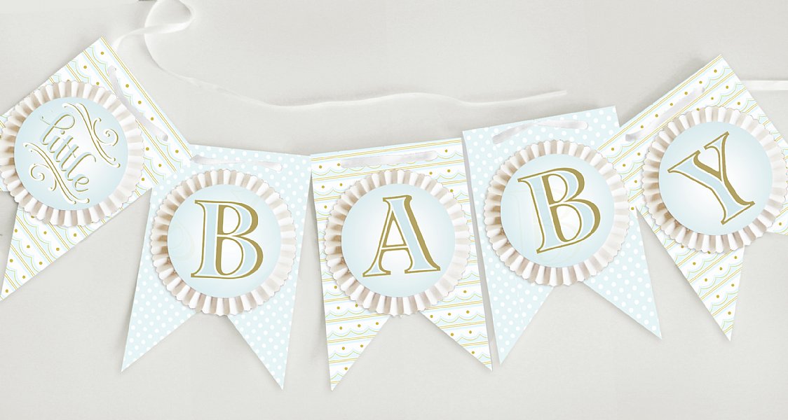 Baby Bottle Rosette Pennant Banner (Blue)