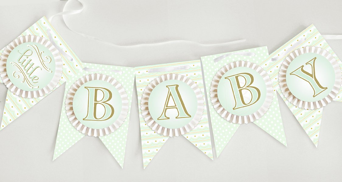 Baby Bottle Rosette Pennant Banner (Green)