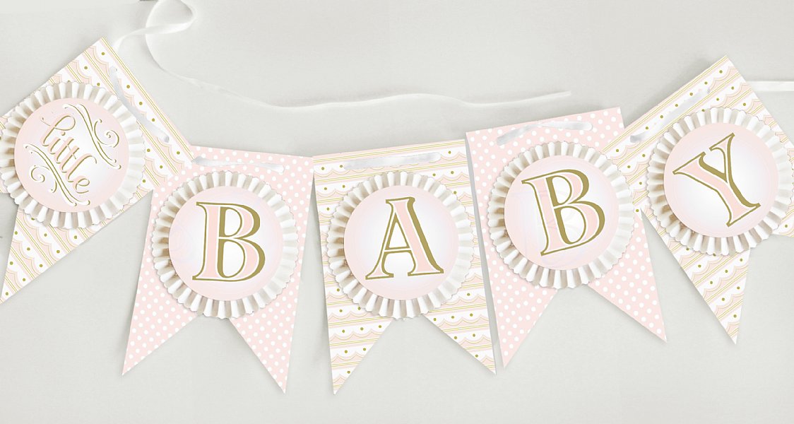 Baby Bottle Rosette Pennant Banner (Pink)
