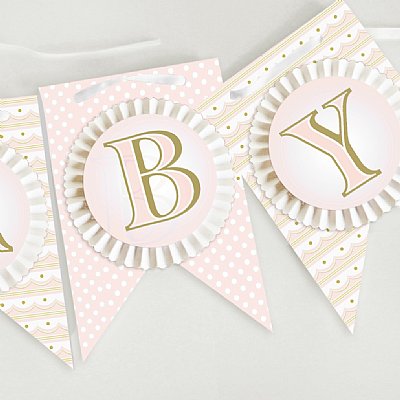 Baby Bottle Rosette Pennant Banner (Pink)