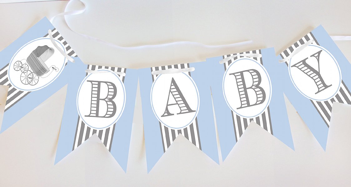 Pram Cameo Double Pennant Banner