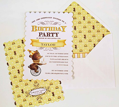 Birthday Bear Personalized Invitation Set