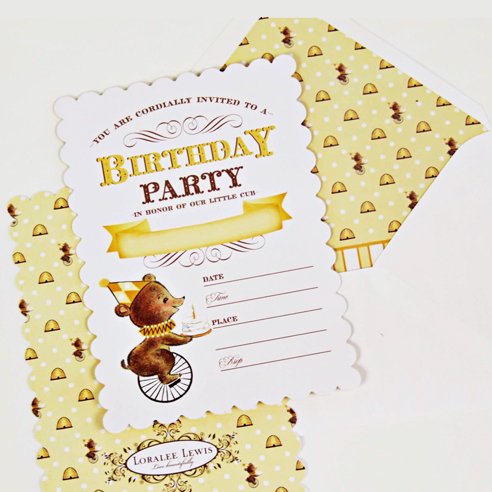 Birthday Bear Fill-in-the-Blank Invitation Set