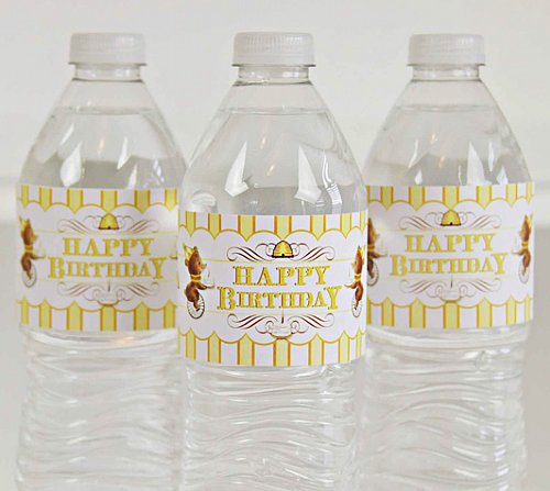 Birthday Bear Water Bottle Labels