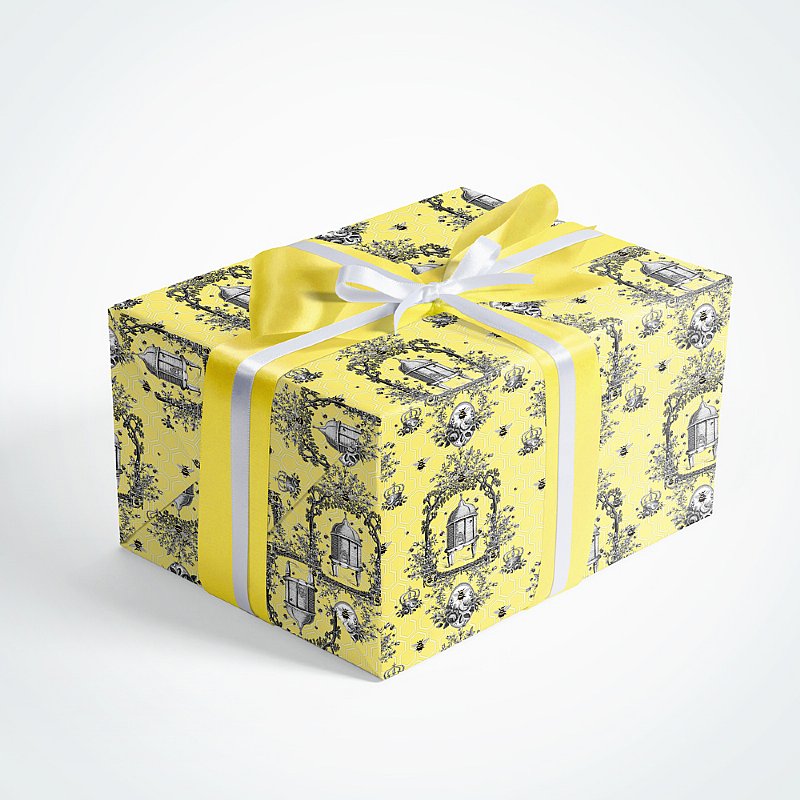 Wrapping Paper: Yellow Branch Chinoiserie gift Wrap, Birthday