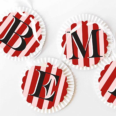 Be Mine Stripe Rosette Banner