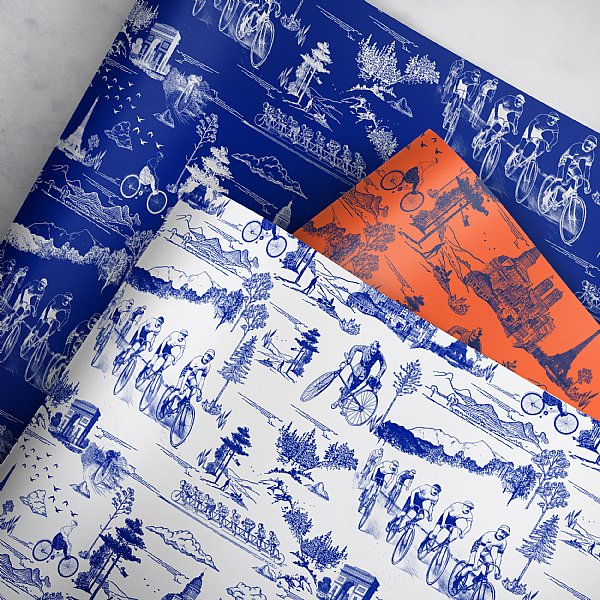 Cycling Toile Collection Gift Wrap