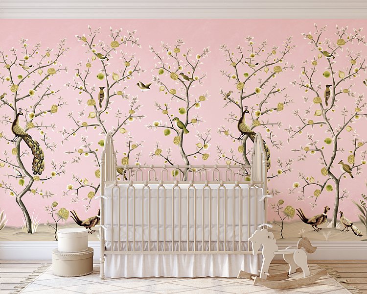 Birds of Happiness Mural Wallpaper (Pink)