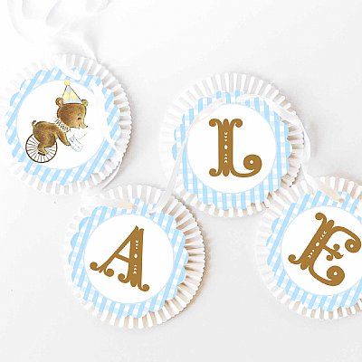 First Birthday Bear Rosette Banner