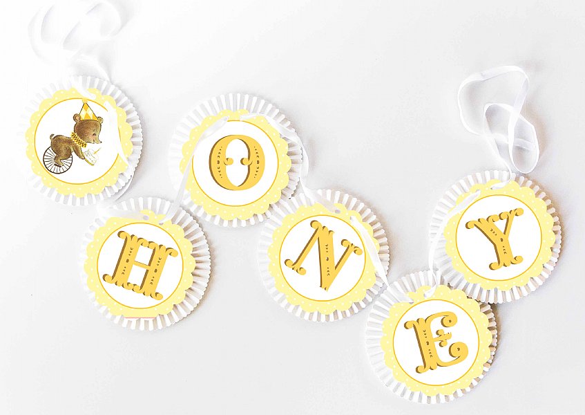 Birthday Bear Rosette Banner (Yellow)