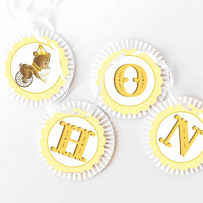 Birthday Bear Rosette Banner (Yellow)