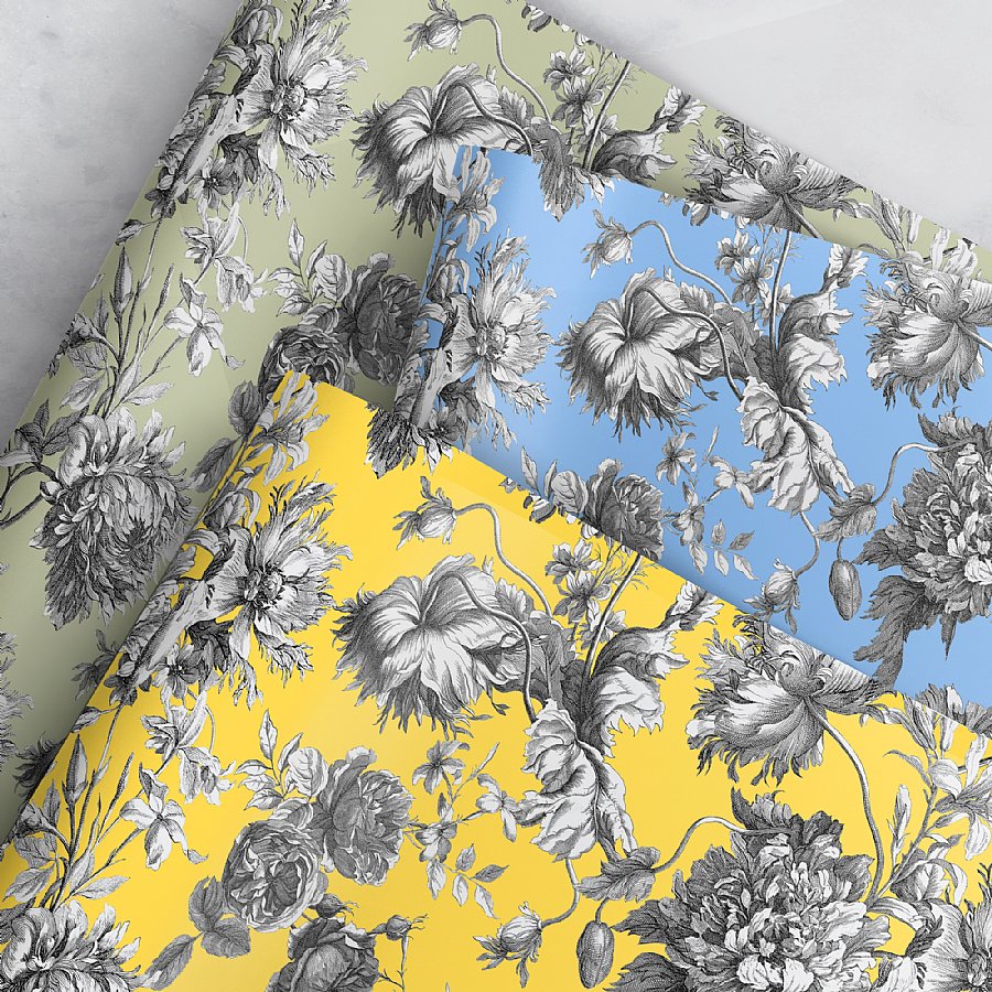 Grey Floral Wrapping Paper