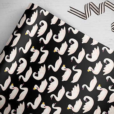 Swan Princess Black Gift Wrap