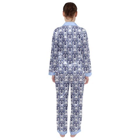 Satin PJ Set in Blue Delft