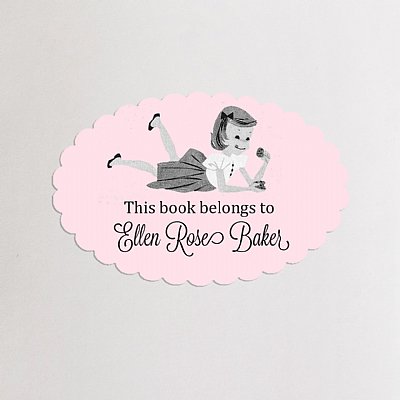 Books & Cookies Scallop Bookplate Stickers