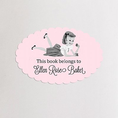 Books & Cookies Scallop Bookplate Stickers