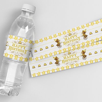 Birthday Bear Water Bottle Labels