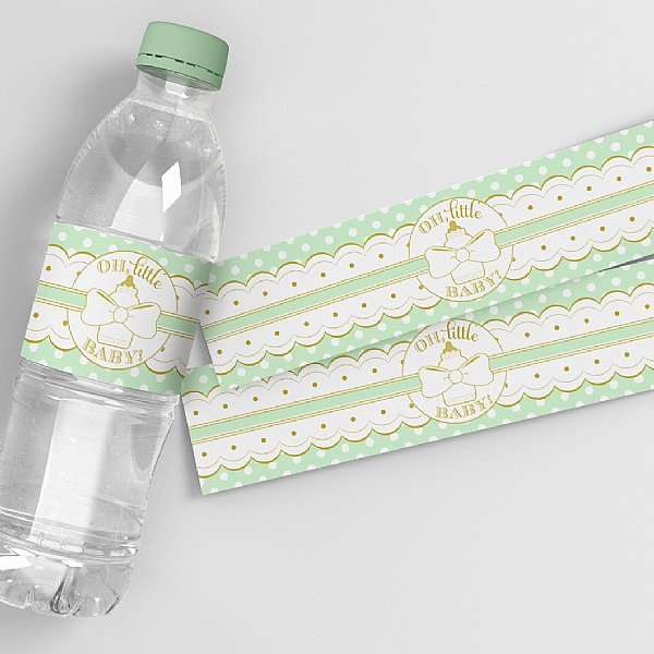 Baby Bottle Water Bottle Labels (Green)