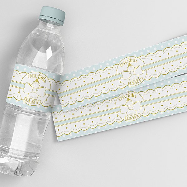 Baby Bottle Water Bottle Labels (Blue)