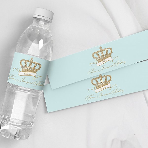 Crown Prince Blue Water Bottle Labels