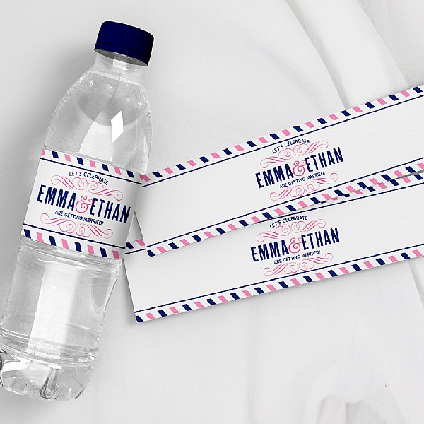 Emma Collection Water Bottle Labels (Navy & Pink)