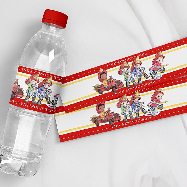 Fireman Water Bottle Labels