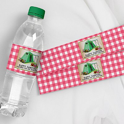 Happy Camper Water Bottle Labels (Pink)