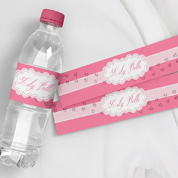 Kitty Water Bottle Labels (Pink)