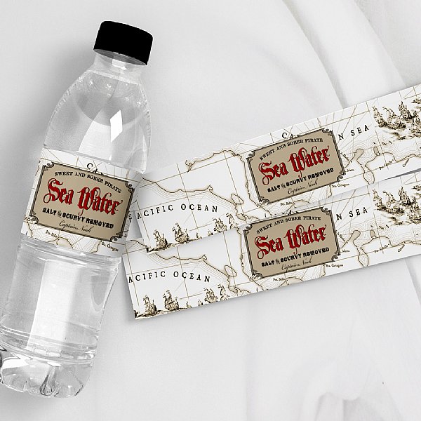 Buccaneer Pirate Water Bottle Labels