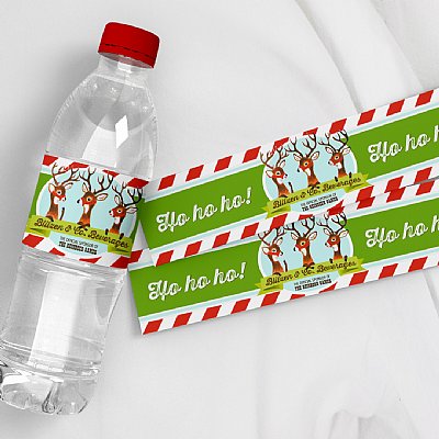 Retro Reindeer Collection Water Bottle Labels