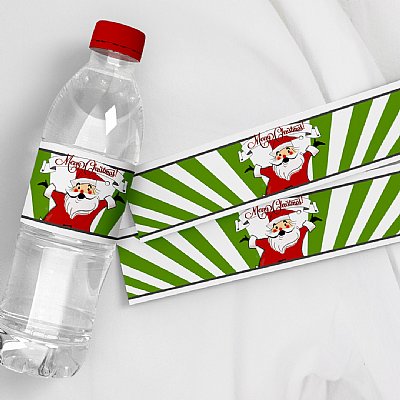 Retro Santa Water Bottle Labels