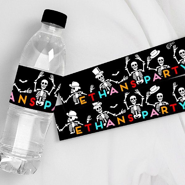 Dancing Skeletons Water Bottle Labels