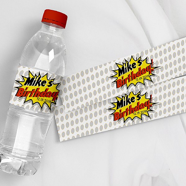 Super Hero Water Bottle Labels