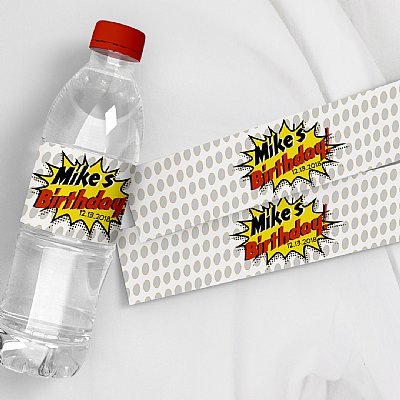 Super Hero Water Bottle Labels