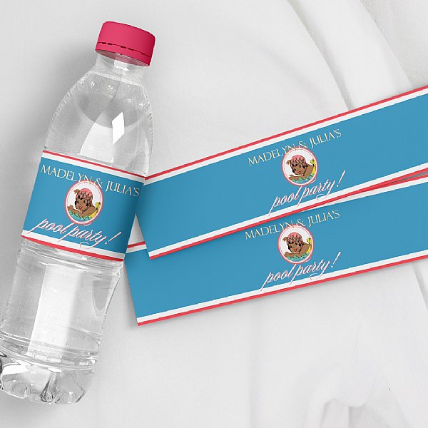 Sweetie Swim Cap Water Bottle Labels