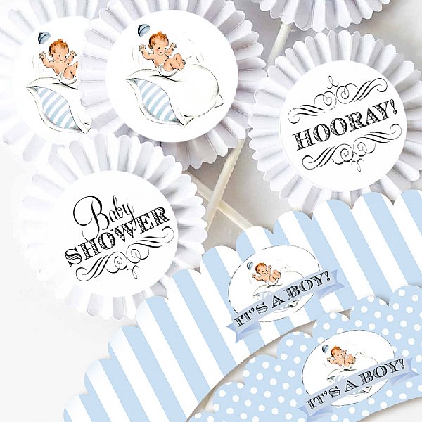 Bouncing Baby Boy Cupcake Kit (Fair Skin Tone)