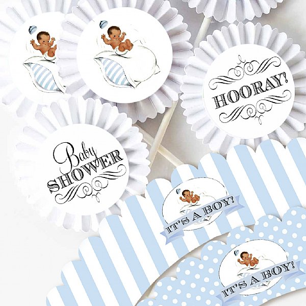 Bouncing Baby Boy Cupcake Kit (Brown Skin Tone)