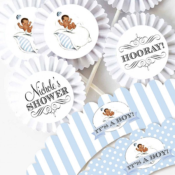 Bouncing Baby Boy Cupcake Kit (Brown Skin Tone)