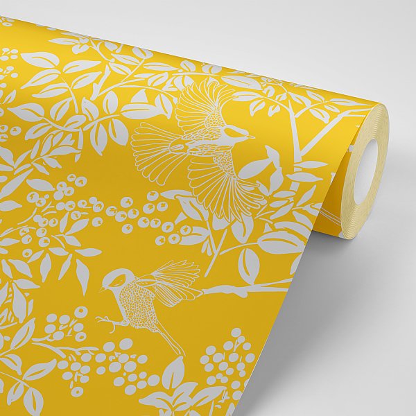 Branches & Birds Wallpaper (Yellow)